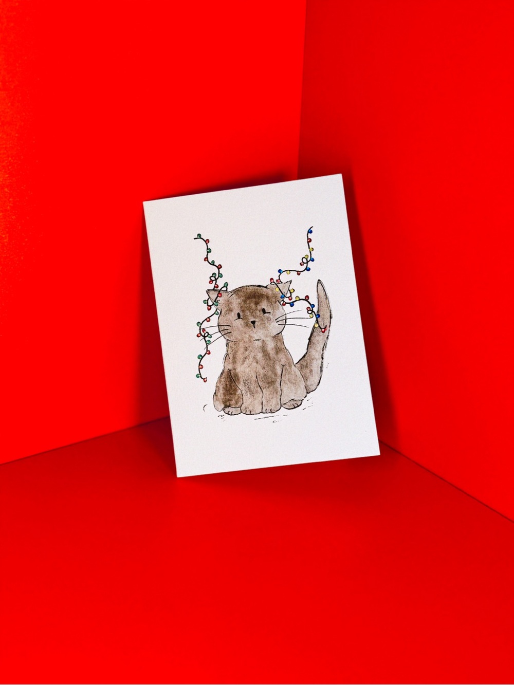 Holiday Cat  - Watercolor Greetings Cards